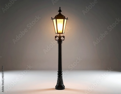 Vintage Street Lamp Illuminating a Studio Setting with Warm Light.