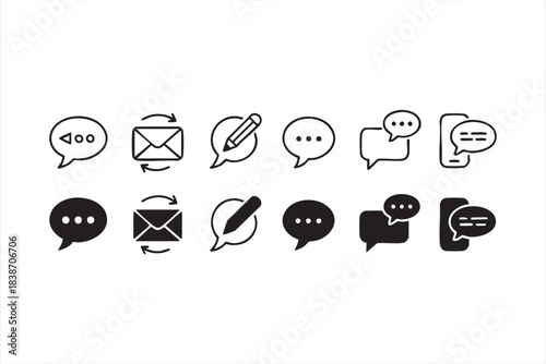 UI Communication Pack Featuring Messages, Calls, and Writing Symbols
