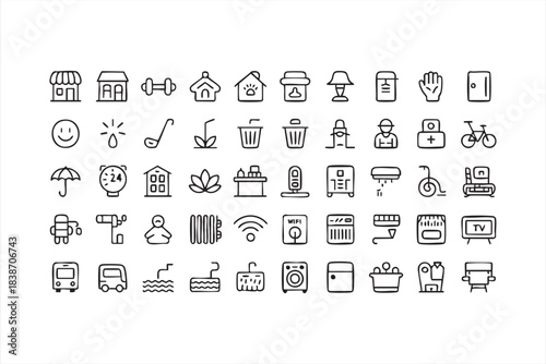 Modern Line Icon Collection for Hospitality, Transport, and Service Interfaces
