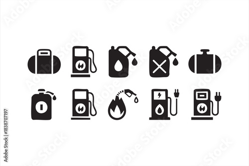 Fuel and utility icons for industrial dashboards, energy apps, and infrastructure diagrams