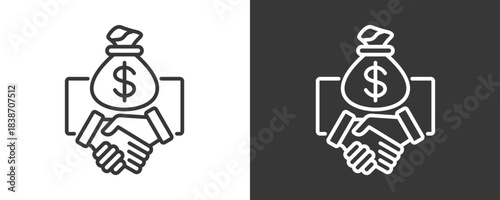 Business Agreement Icon Set Vector Collection Isolated In Black And White