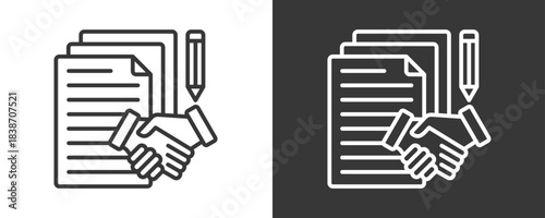 Binding Contract Icon Set Vector Collection Isolated In Black And White
