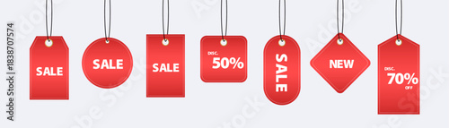 Sale red tag banner vector design for business shopping online website