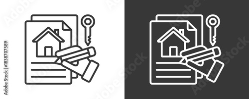 Lease Icon Set Vector Collection Isolated In Black And White