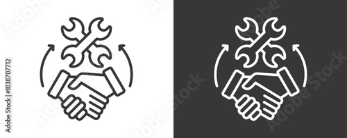 Service Agreement Icon Set Vector Collection Isolated In Black And White