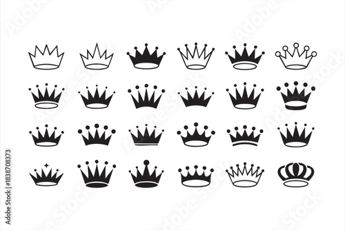 Royal crown icons for luxury branding, award graphics, leadership symbols, and premium identity