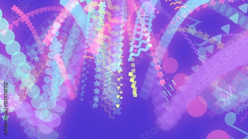 ハート・星・音符などのカラフルでハッピーなアニメーション　バウンドエコー　ループ