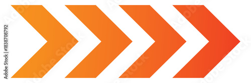 Abstract orange red thin gradient arrows vector icon representing direction progress speed movement navigation technology fast modern design chevron layout digital interface transition isolated.