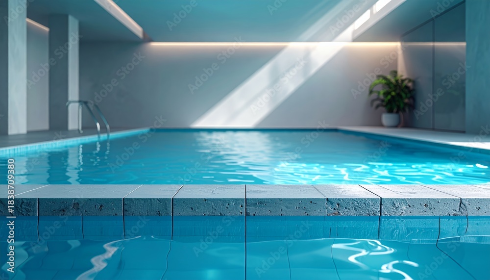 Fototapeta premium Indoor Swimming Pool with Sunlight and Modern Design.