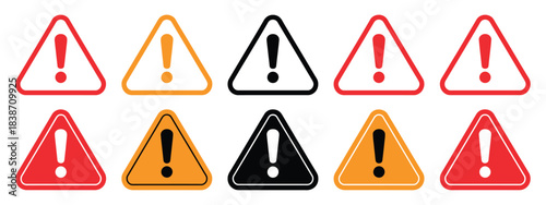 Warning Sign Alert Icons Set, a versatile vector pack including caution signs, warning symbols, and precaution marks ideal for safety manuals, industrial signage, and alert graphics
