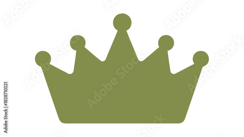 Simple Olive Green Crown Silhouette Isolated on Black Background Royal Symbol of Power Authority and Royalty Minimalist Graphic Design Element Abstract Icon Representing Leadership and Prestige