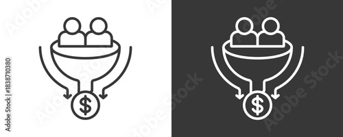 Sales Pipeline Icon Set Vector Collection Isolated In Black And White