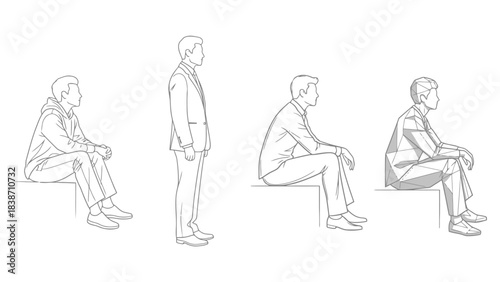 Sequential Steps of a Person Sitting and Standing Ergonomic Posture Demonstration