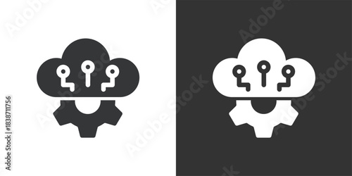 Cloud Computing Settings icon. Solid glyph series icon