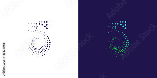 Dynamic Dotted Number 5 Logo Concept