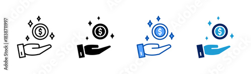 revenue icon set multiple style collection