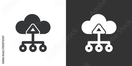 Cloud Network Monitoring icon. Solid glyph series icon