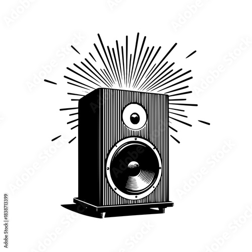 Vintage speaker vector illustration for audio equipment and sound system enthusiasts and music lovers alike