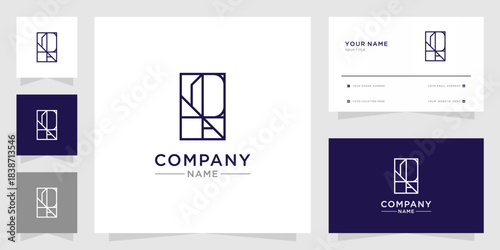 Modern Geometric Line Art Logo and Business Card JRA Letters