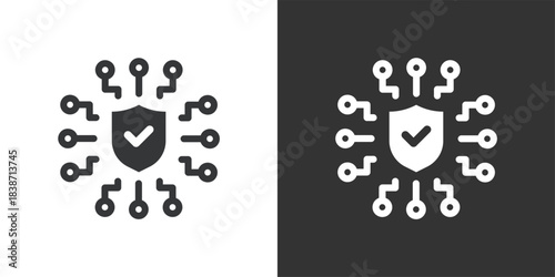 Digital Cyber Security icon. Solid glyph series icon