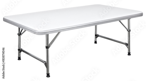 Versatile White Folding Table with Steel Legs Ideal for Events, Picnics, and Outdoor Gatherings with Easy Setup and Storage
