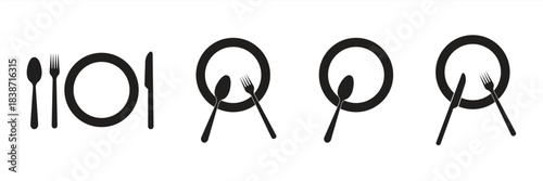 Fork and spoon icons, knife icons, cutlery icons, menu symbol set, restaurant icons, vector illustration