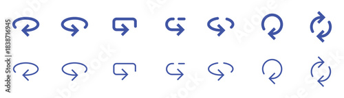 rotation icons set for ui app and web including refresh reload repeat undo and redo symbols
