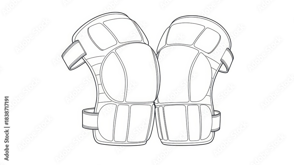 Fototapeta premium Detailed line drawing of protective sports knee pads showcases design features and structure
