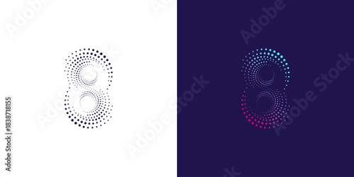 Dynamic Dotted Number 8 Logo Concept