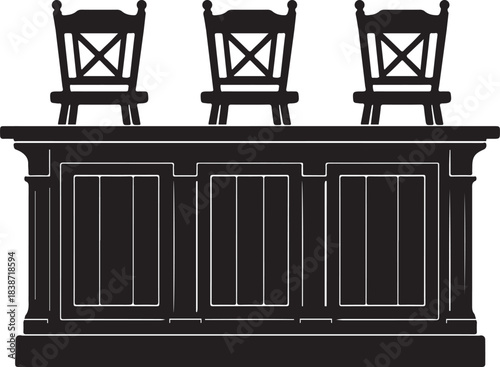 Jury Box or Judges Bench Silhouette Vector
