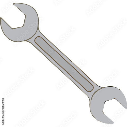 Silver Combination Wrench Tool Isolated on Black Background with Detailed Metal Texture for Mechanical Repairs and DIY Projects