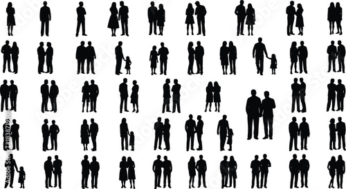 Multicultural Group of Diverse Business People Silhouettes Standing Together, Unity and Collaboration Concept, Teamwork and Population Diversity, Social Inclusion and Communication, 