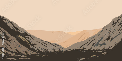 Discover rugged mountain beauty with this vector landscape for backgrounds, presentations, and creative projects that need a unique touch and scenic feel