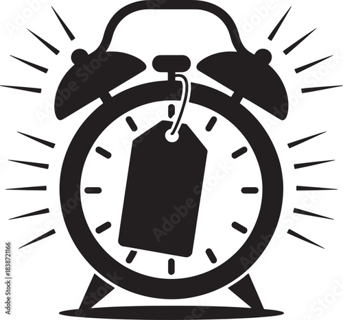 Alarm clock sales design vector isolated for store promotion price time deals