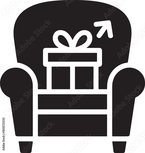 Comfortable Armchair with Stacked Gift Boxes Depicting Relaxation on Transparent Backdrop