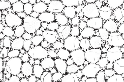 Stone Pattern: A detailed depiction of stones forming a mesmerizing pattern. Each stone with unique shape and texture, creating a captivating visual experience.