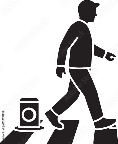 Pedestrian on crosswalk in the city, walking person crossing street zebra