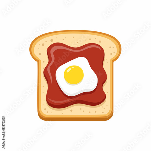 Delicious Fried Egg on Toast Cartoon Icon. Simple Breakfast Food Graphic.