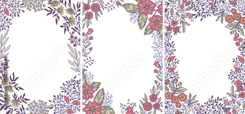 Bold Floral Border Navy Frame