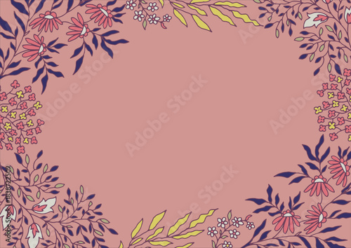 Floral Border Frame Pink Botanical