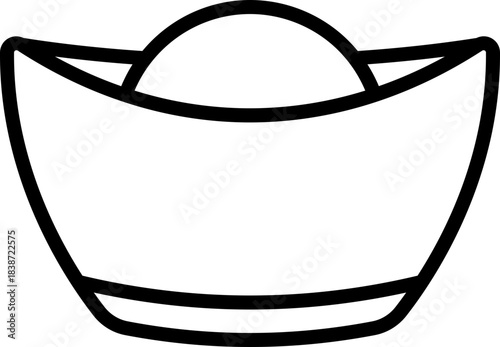Black Sycee of chinese gold ingot icon - outline