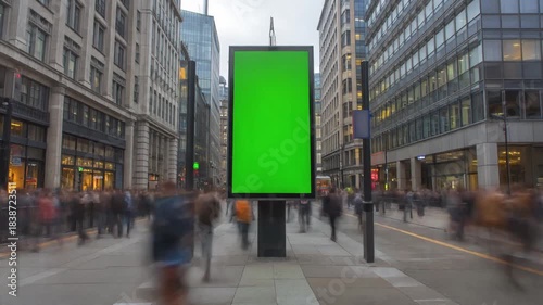 Wallpaper Mural Crowd Walking Past Large Digital Billboards in Busy Urban City Center Torontodigital.ca