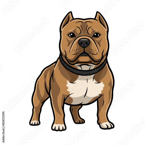 American Bully dog illustration, strong build and confident stance, playful design