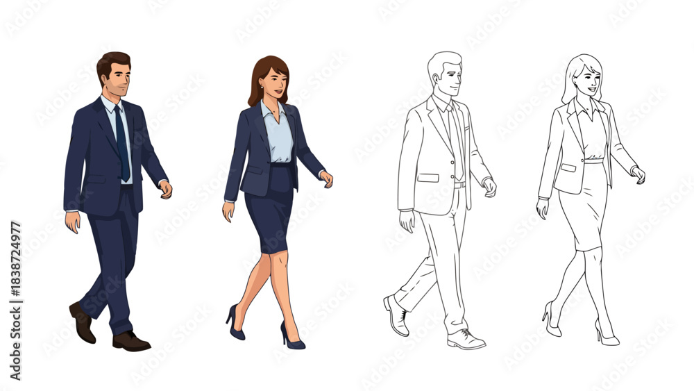Fototapeta premium Business Professionals Walking in a Modern Office Environment
