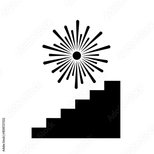 Firework stairway celebration path silhouette vector illustration