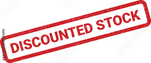 Red grunge rubber stamp vector indicating inventory available as discounted stock for sale
