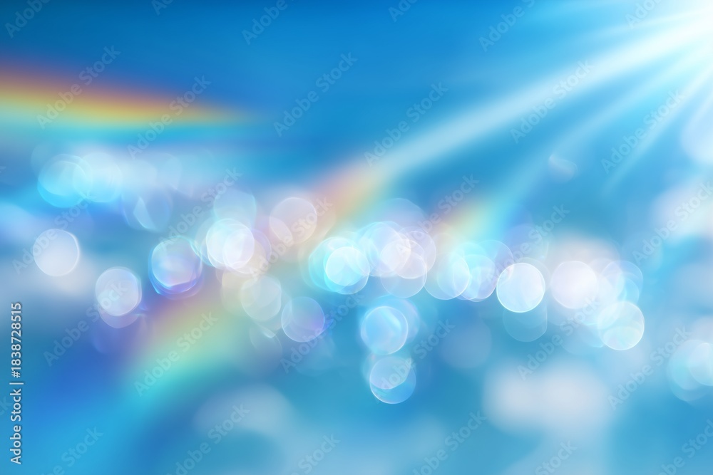 Fototapeta premium Abstract sky with sunlight, rainbows, and bokeh effects