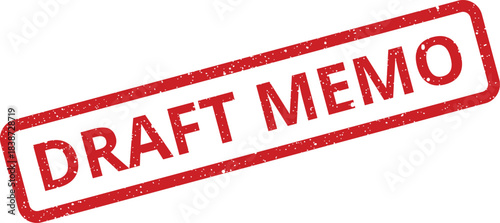 Red rectangular draft memo stamp with a distressed texture for internal communication documents