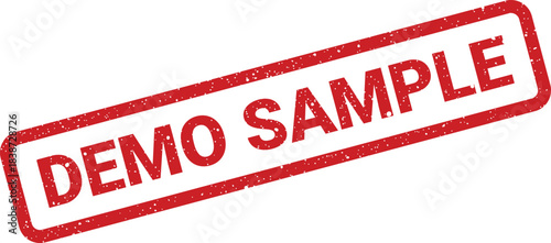 Red rectangular grunge effect rubber stamp displaying the words DEMO SAMPLE for trial products or materials