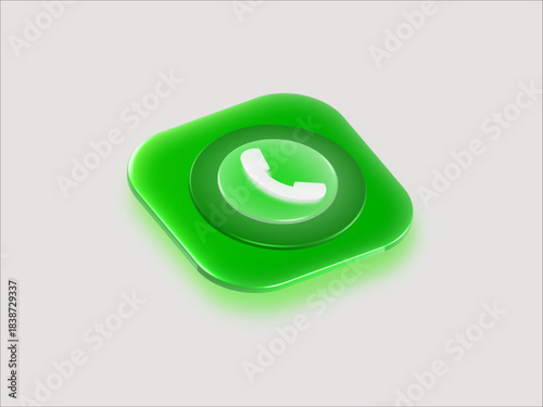 3D Glass Phone Icon with Glossy. Designed in a clean, minimal, smooth gradients, and realistic lighting.  Perfect for app icons, interface mockups, technology themes, and digital communication graphic